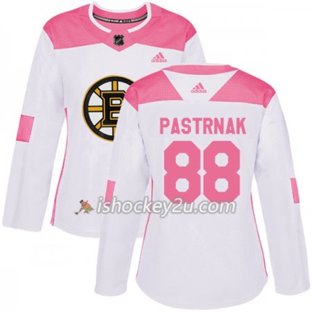 Dame NHL Boston Bruins Trøje David Pastrnak 88 Adidas 2017-2018 Hvid Lyserød Fashion Authentic